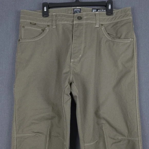 Kuhl Rydr Pants Mens 36x32 (Fits 36x32) Patina Dye Khaki Canvas Hiking Outdoor